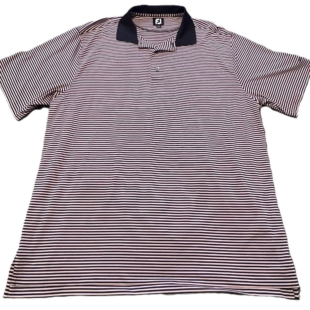FootJoy Golf Polo, Short Sleeve, Navy Blue/Pink Striped, Men's size XL